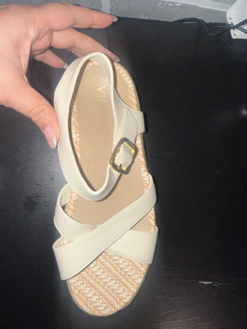 Vionic Cream Cross-Strap Espadrille Sandals - Picture 2 of 5